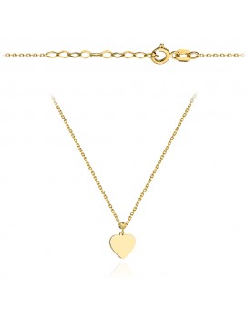 Naszyjnik złoty gładkie serce z diamentowaną kulką super lekki