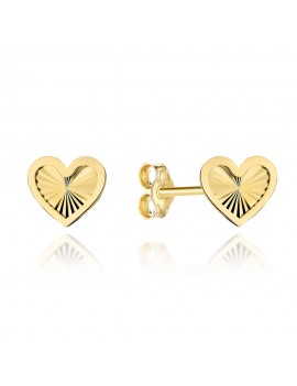 Kolczyki złote diamentowane serduszka w gładkiej oprawie