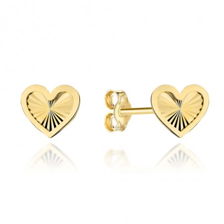 Kolczyki złote diamentowane serduszka w gładkiej oprawie