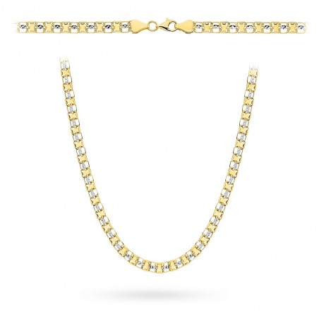 Naszyjnik złoty z kolekcji "PIATTO" w dwóch kolorach złota zdobiony diamentowaniem