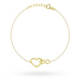 Bransoletka złota serce splecione ze znakiem nieskończoności