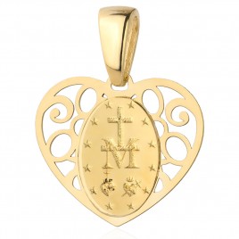 Medalik złoty cudowny w ażurowym sercu pr. 585
