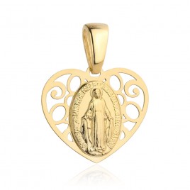 Medalik złoty cudowny w ażurowym sercu pr. 585