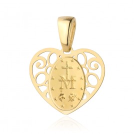 Medalik złoty cudowny w ażurowym sercu pr. 585
