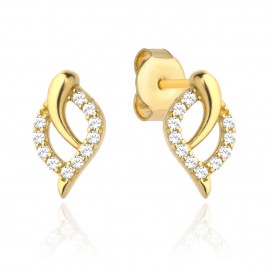 Kolczyki złoty listek z częścią z cyrkonii pr. 585