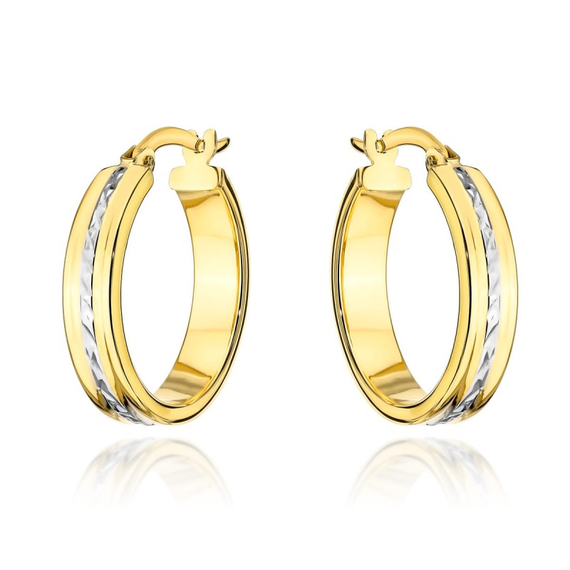 Kolczyki kółko i białe diamentowanie w środku 1,8 cm Kolczyki kółko i białe diamentowanie w środku 1,8 cm