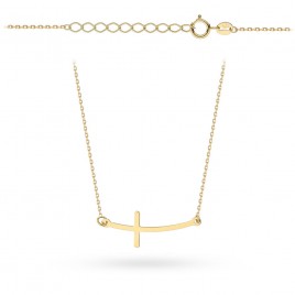 Naszyjnik złoty z zaokrąglonym krzyżykiem w poprzek pr. 585