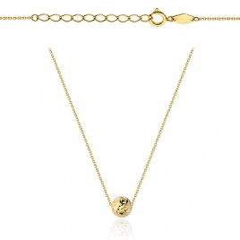 Naszyjnik z diamentowaną złotą kuleczką super lekki 45 cm pr. 585