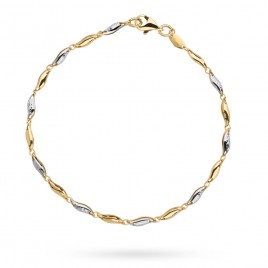 Bransoletka listki w dwóch kolorach złota