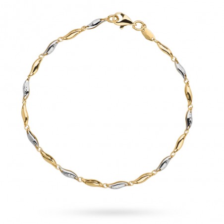Bransoletka listki w dwóch kolorach złota