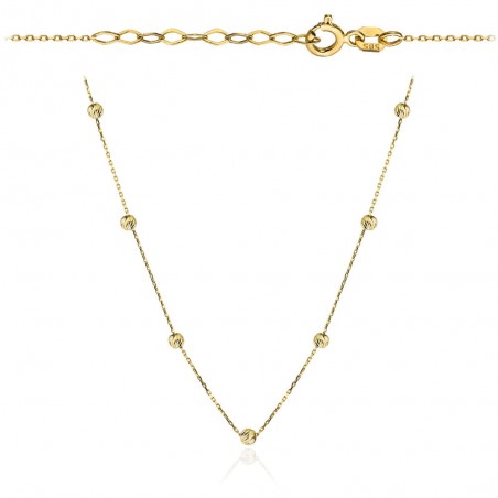 Naszyjnik złote diamentowane kulki choker 36+3cm