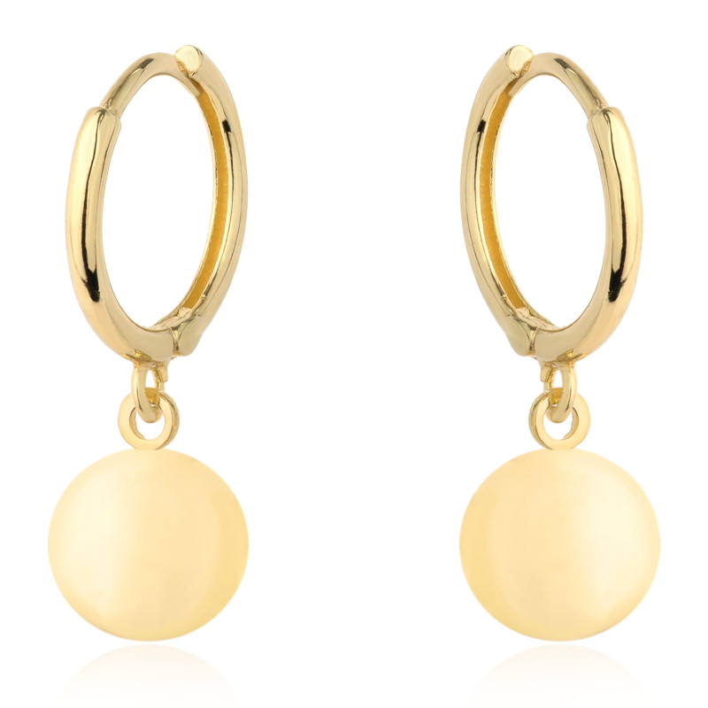 Kolczyki złote wiszące kółko z diamentowaniem