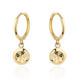 Kolczyki złote wiszące kółko z diamentowaniem