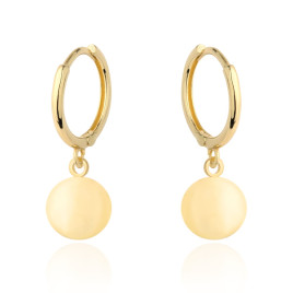 Kolczyki złote wiszące kółko z diamentowaniem