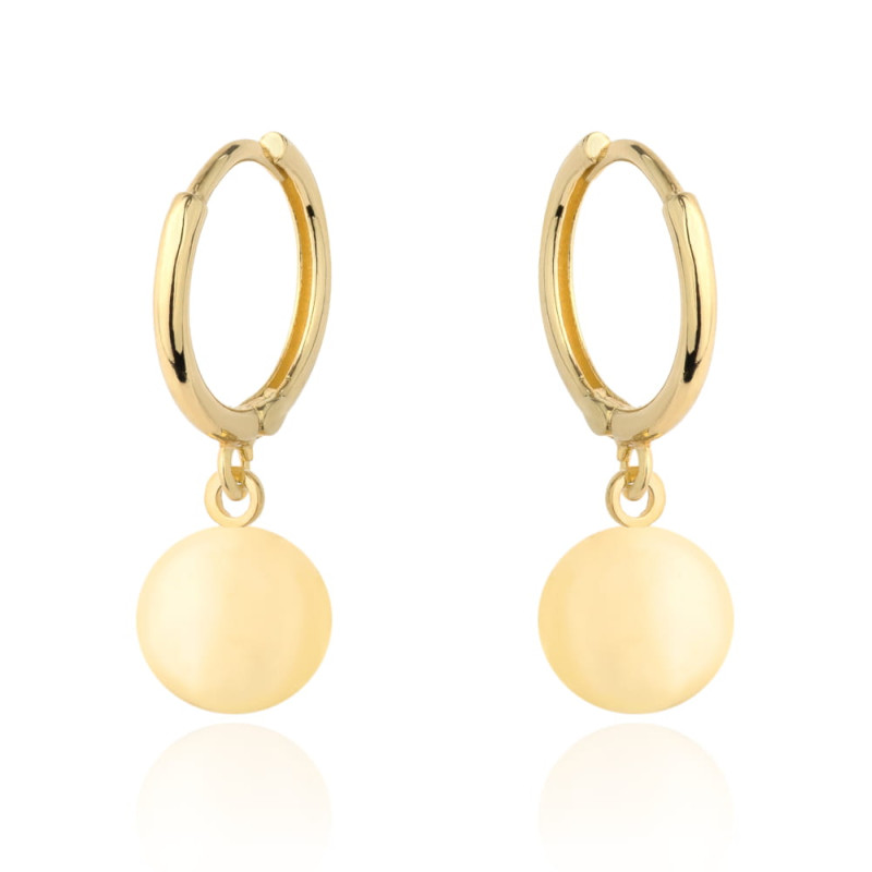 Kolczyki złote wiszące kółko z diamentowaniem