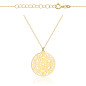 Złoty Naszyjnik Celebrytka Mandala Kwiat Grawer