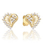 Złote Kolczyki Sztyfty Serce Cyrkonie