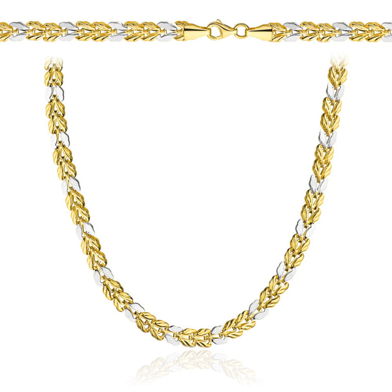 Naszyjnik złoty pleciony w dwóch kolorach złota 45cm