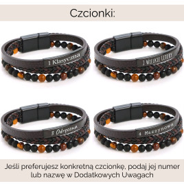 Hawaje - Męska Bransoletka Naturalna Skóra Koraliki