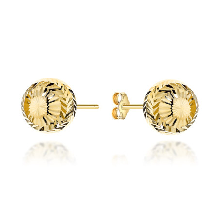 Kolczyki złote diamentowane kulki party 10 mm pr. 585
