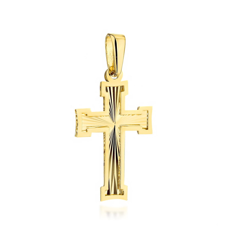 Krzyżyk złoty diamentowany w gładkiej oprawie