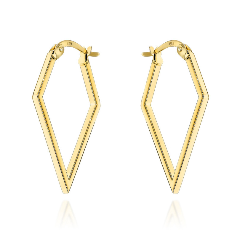Kolczyki złote gładkie w kształcie rombu
