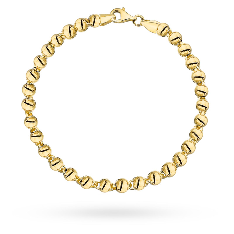 Bransoletka złota złożona z gładkich kulek