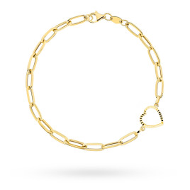 Bransoletka złota długie ogniwa i diamentowane serce