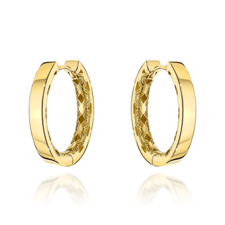 Kolczyki złote kółka gładkie wewnętrznie zdobione ażurem