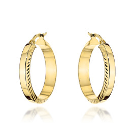 Kolczyki złote koła z diamentowanymi brzegami