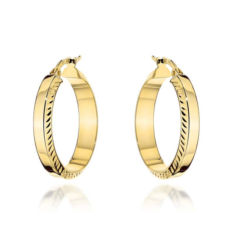 Kolczyki złote koła z diamentowanymi brzegami