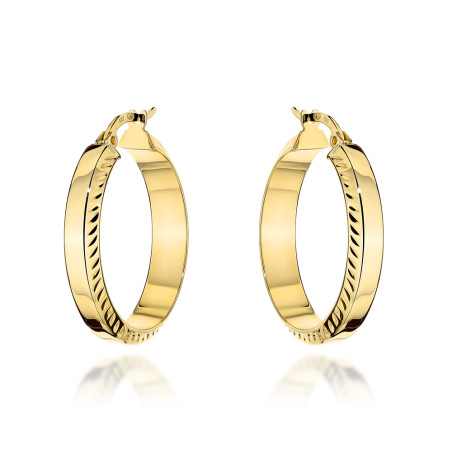 Kolczyki złote koła z diamentowanymi brzegami