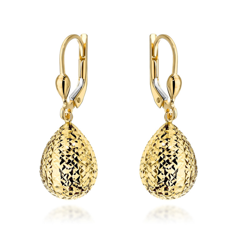 Kolczyki złote diamentowane krople