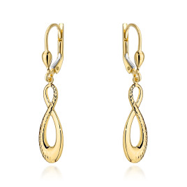 Kolczyki złote znaki nieskończoności zdobione diamentowaniem