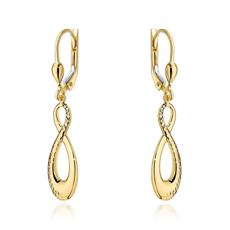 Kolczyki złote znaki nieskończoności zdobione diamentowaniem