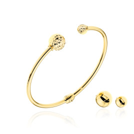 Bransoletka złota sztywna z wkręcanymi wymiennymi kulkami - komplet