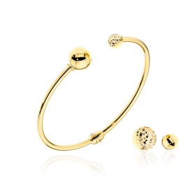 Bransoletka złota sztywna z wkręcanymi wymiennymi kulkami - komplet