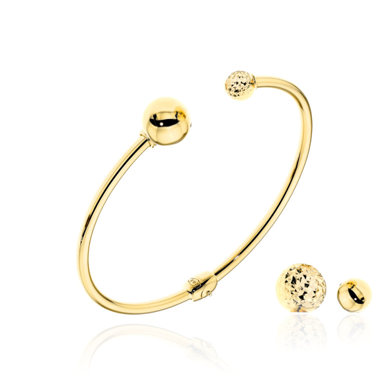 Bransoletka złota sztywna z wkręcanymi wymiennymi kulkami - komplet