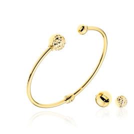 Bransoletka złota sztywna z wkręcanymi wymiennymi kulkami - komplet