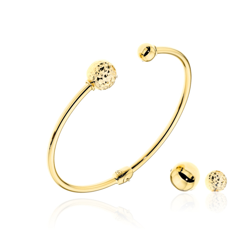 Bransoletka złota sztywna z wkręcanymi wymiennymi kulkami - komplet