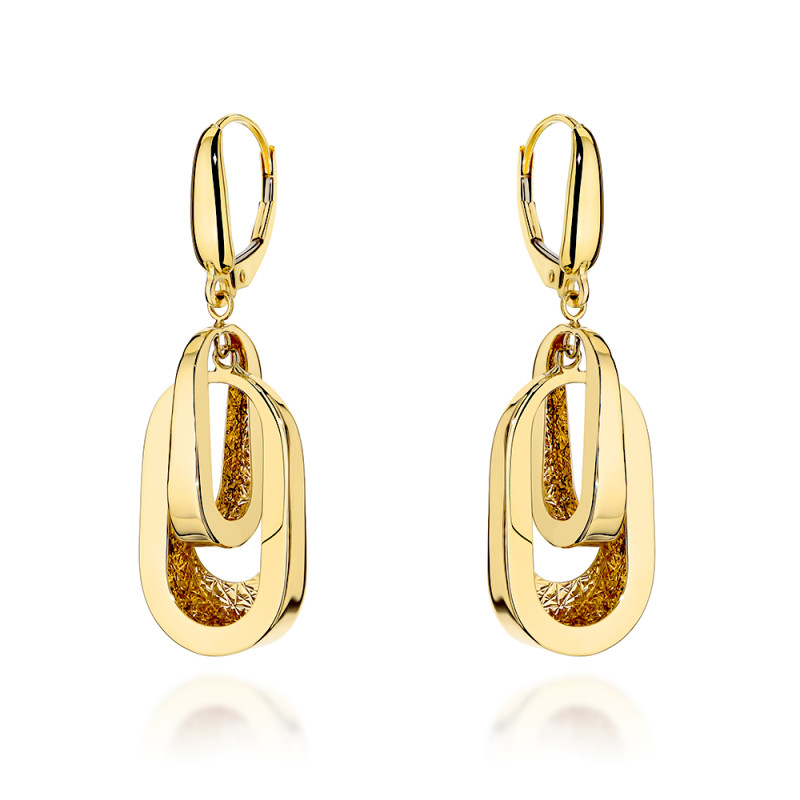 Kolczyki złote podwójne ażurowane owale