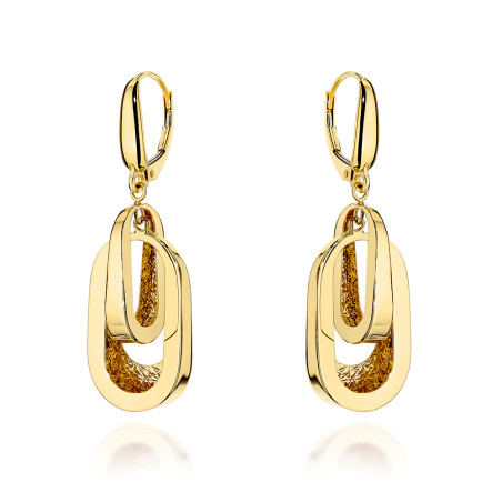 Kolczyki złote podwójne ażurowane owale