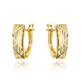 Kolczyki złote zdobione diamentowanymi paskami