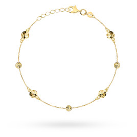 Bransoletka złota z diamentowanymi kółeczkami i kulkami