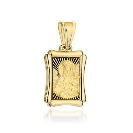 Medalik Matka Boska Częstochowska diamentowany prostokąt