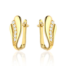 Kolczyki złota falka z rzędem cyrkonii