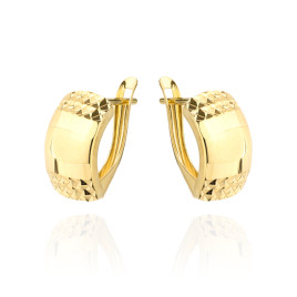 Kolczyki złote dwa poprzeczne diamentowane paski