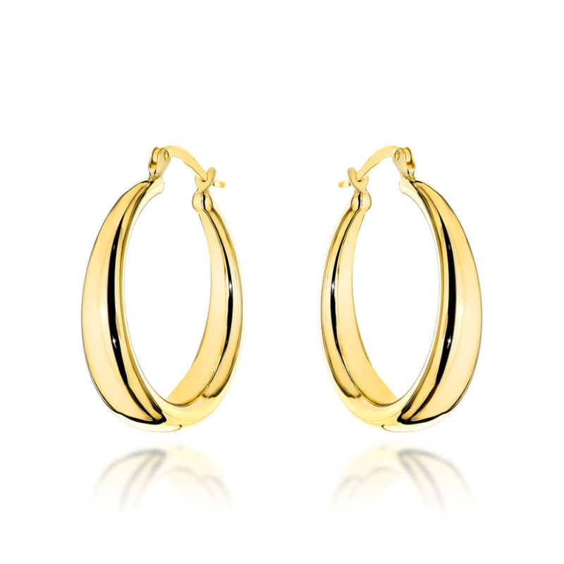 Kolczyki złote koła z szeroką szyną na angielskim zapięciu średnie