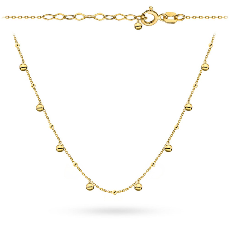 Naszyjnik złoty gładkie wiszące kulki