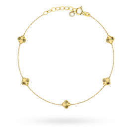 Bransoletka złota z małymi diamentowanymi koniczynkami